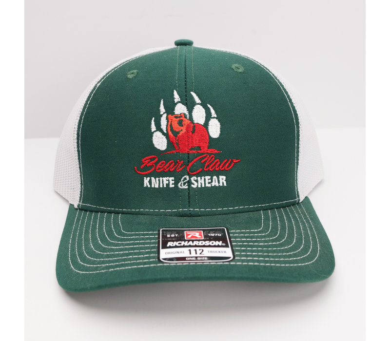 Bear Claw Logo Trucker Cap- Dark Green & White