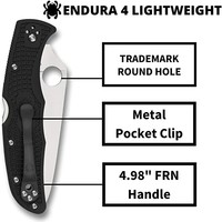 Spyderco Endura 4, black with fiberglass re-enforced nylon (FRN) lightweight handle, VG10 stainless blade