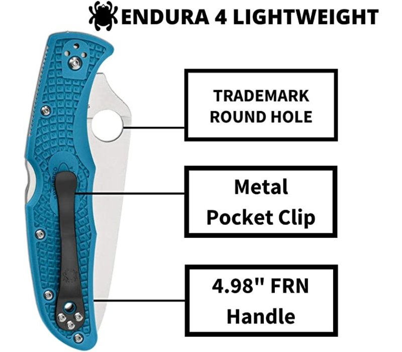 Spyderco Endura 4 Blue FRN Lightweight Handle, Plain Edge VG10 Blade