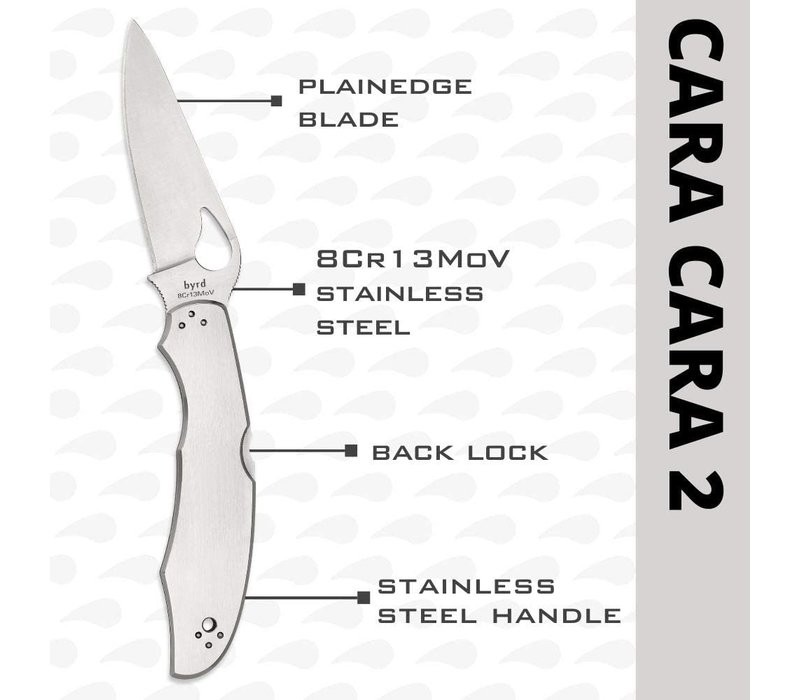 Spyderco Byrd Cara Cara 2 -Stainless Handle, Plain Edge