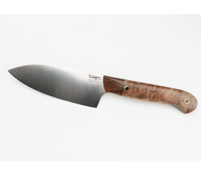 Bordertown Blades Custom 4.5" Utility Knife- Maple Burl & Cocobolo Handle, AEB-L Steel