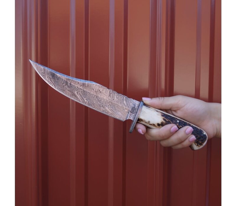 Buck N Bear King Stag Bowie Damascus Steel