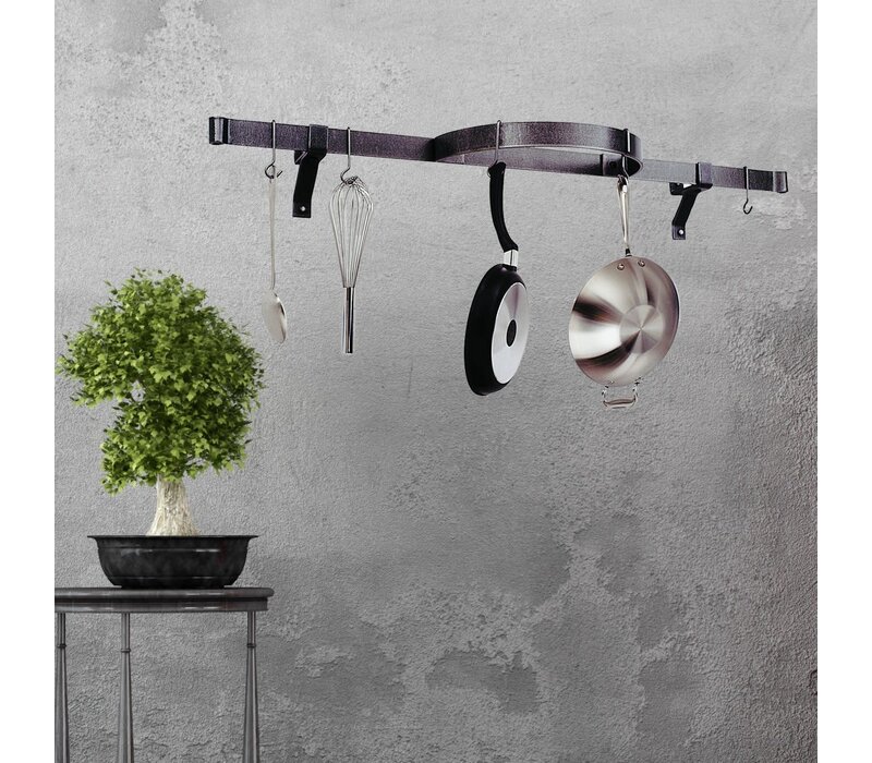 Enclume  Hammered Steel Premier Shelf with Half Circle Wall Pot Rack