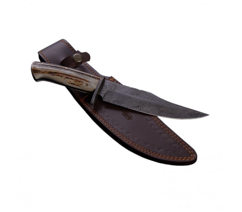 Buck N Bear King Stag Bowie Damascus Steel