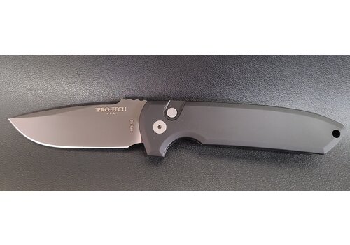 Pro-Tech Knives, LLC Protech Rockeye Auto Folder- Black Handle, Smoky Grey DLC CPM D2 Blade