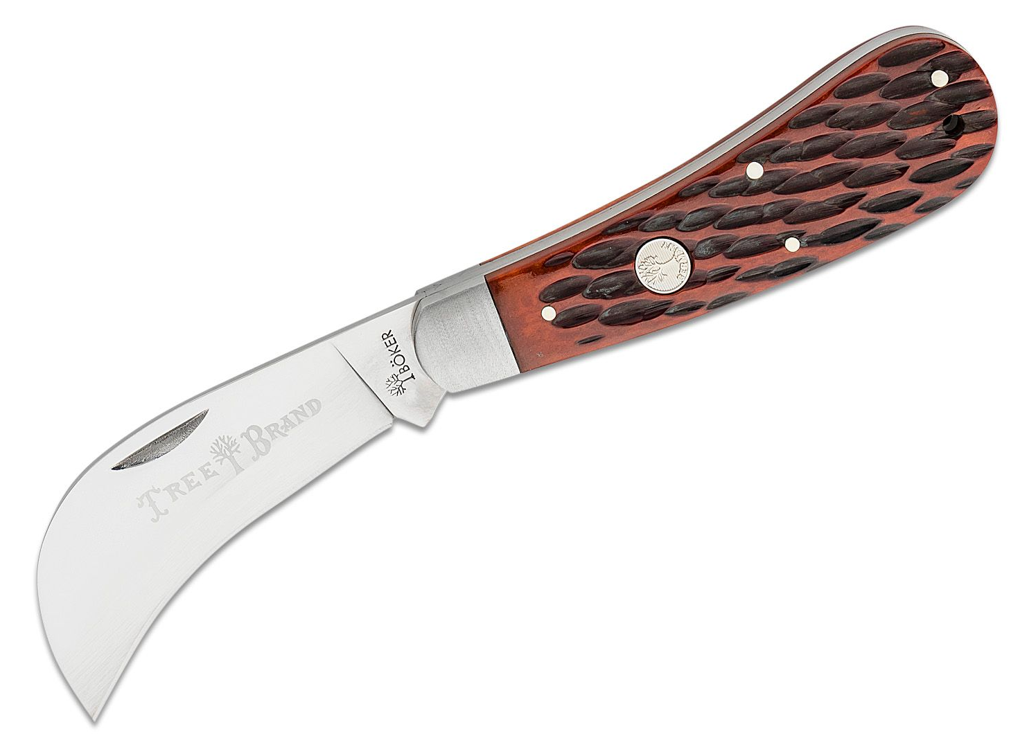 Boker Traditional Series 2.0 Trapper, Jigged Brown Bone Handles D2 Blade  with Nickel Silver Bolsters, 4.25 Closed - KnifeCenter - 110812