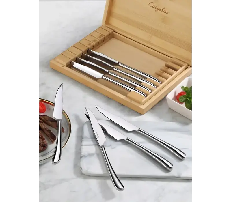 Cangshan, 8pc Stainless Steak Set in Bamboo Chest