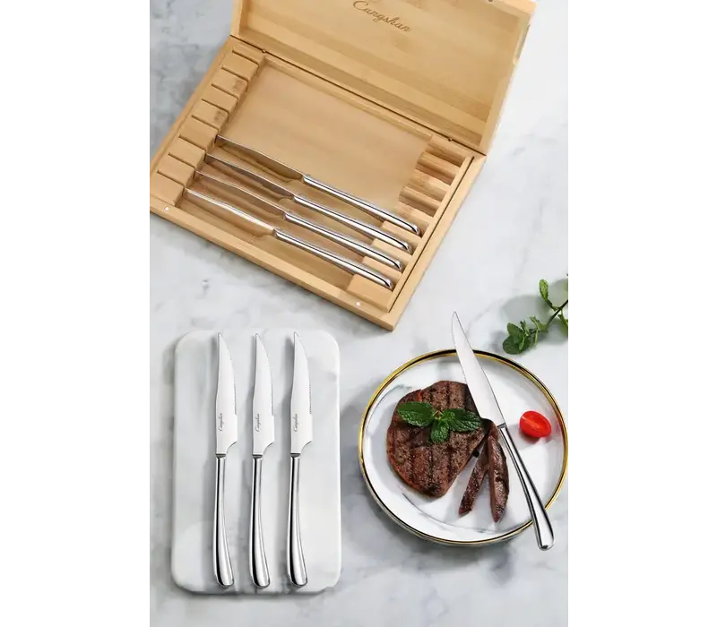 Cangshan, 8pc Stainless Steak Set in Bamboo Chest