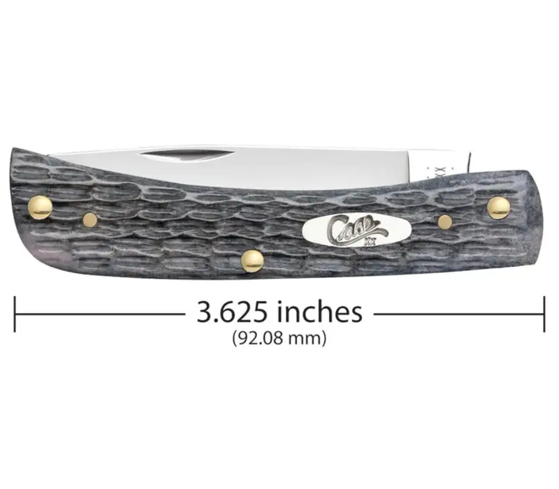 Case Cutlery Sod Buster Jr with a pocket worn Crandall Gray jig bone and a carbon steel (CV) Blade.