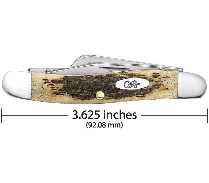 Case Cutlery  Medium Stockman- Carbon Steel (CV) Blade, Peach Seed Jig Amber Bone