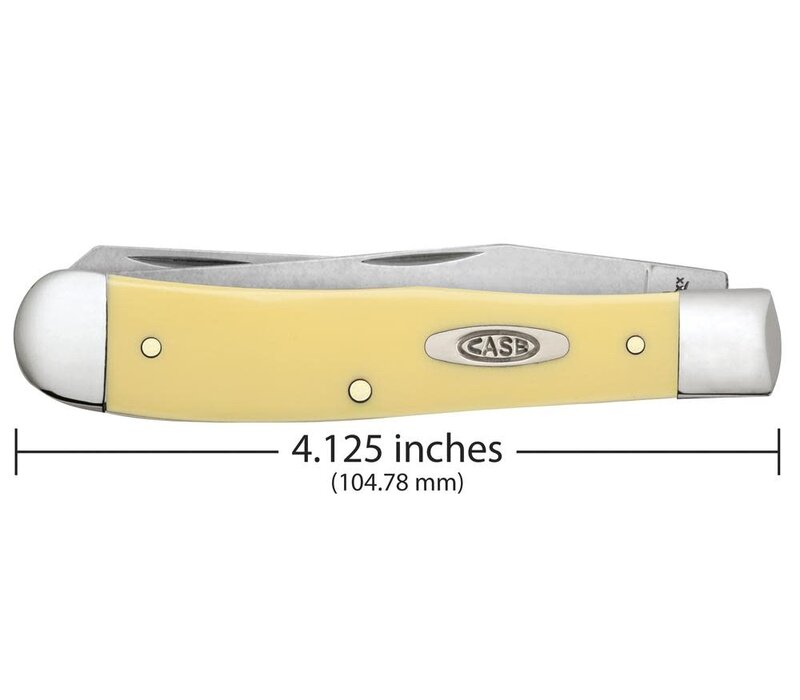 Case Cutlery Trapper with Pocket Clip, Carbon, Yellow Delrin Handle