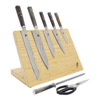 Zwilling Miyabi Black 8 pc Knife Block Set Damascus Bamboo Block