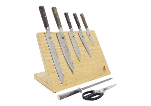 Zwilling Miyabi Black 8 Pc Damascus Block Set, Bamboo Block