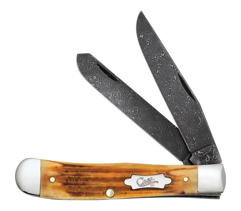 Case Cutlery Trapper Damascus Burnt Goldenrod Stag