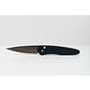Pro-Tech Knives, LLC Pro-Tech, Newport, Black Handle w/ Wave Patterned Front MOP Button CPM S35VN Smoky Grey Blade