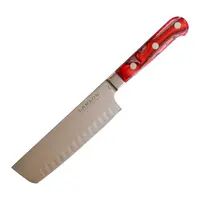 Lamson Fire Series 7″ Premier Forged Nakiri Knife with Kullenschliff (Granton) Edge