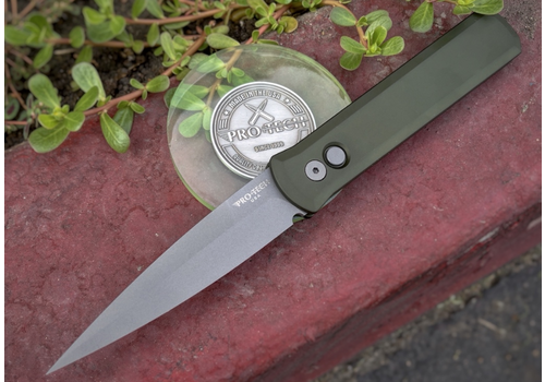 Pro-Tech Knives, LLC 920GREEN--Pro-Tech, Godfather, Green Handle, Bead Blasted Blade