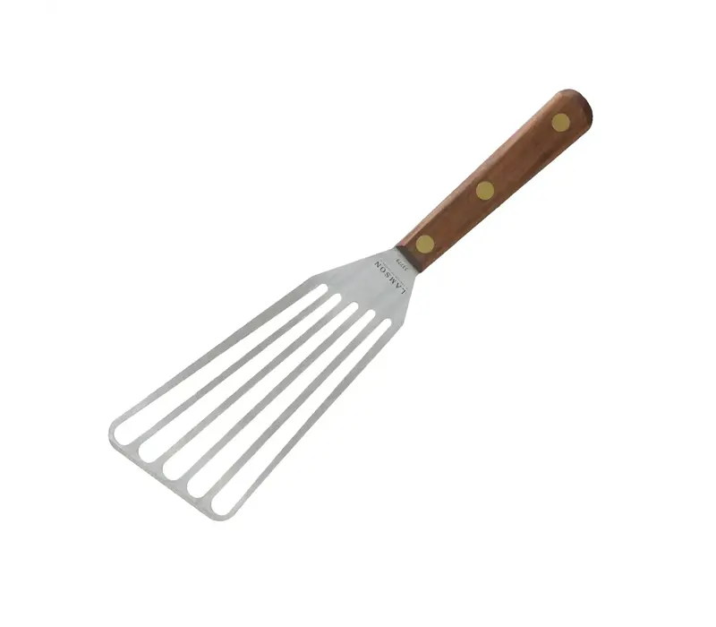 Lamson 4" x 9" Jumbo Slotted Chef's Turner with Walnut Handle Right Handed