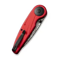 CIVIVI Starflare Button Lock, Red Aluminum, Damascus Steel