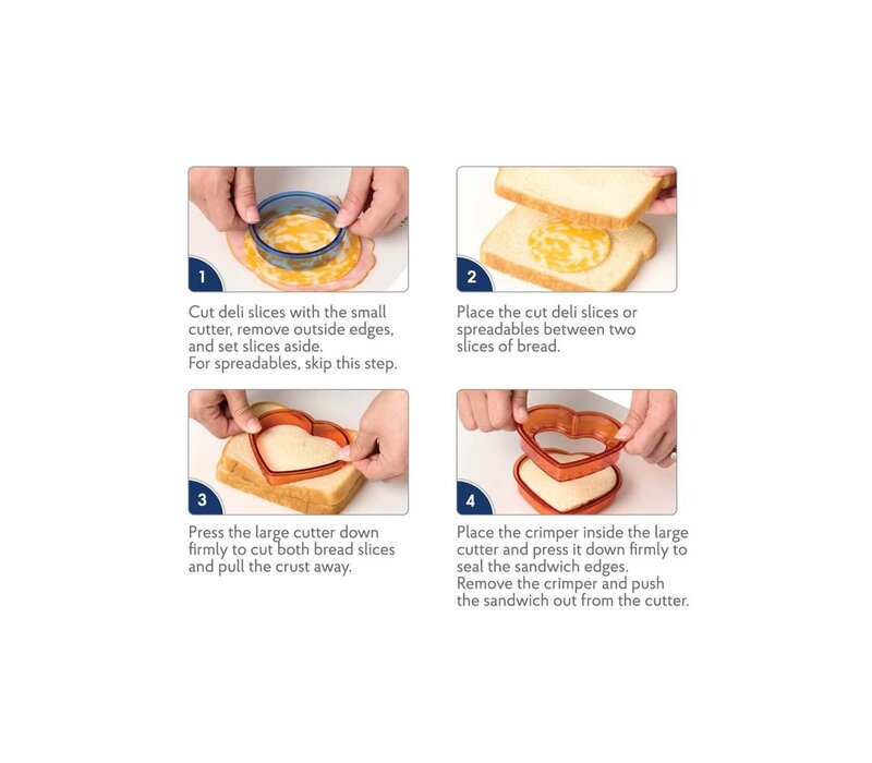 HIC, Un-Crusted Pocket Sandwich Makers, Heart and Circle, Set of 2