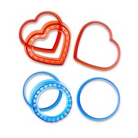 HIC, Un-Crusted Pocket Sandwich Makers, Heart and Circle, Set of 2