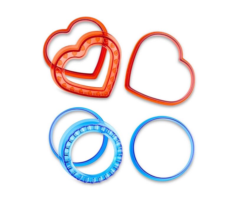 HIC, Un-Crusted Pocket Sandwich Makers, Heart and Circle, Set of 2