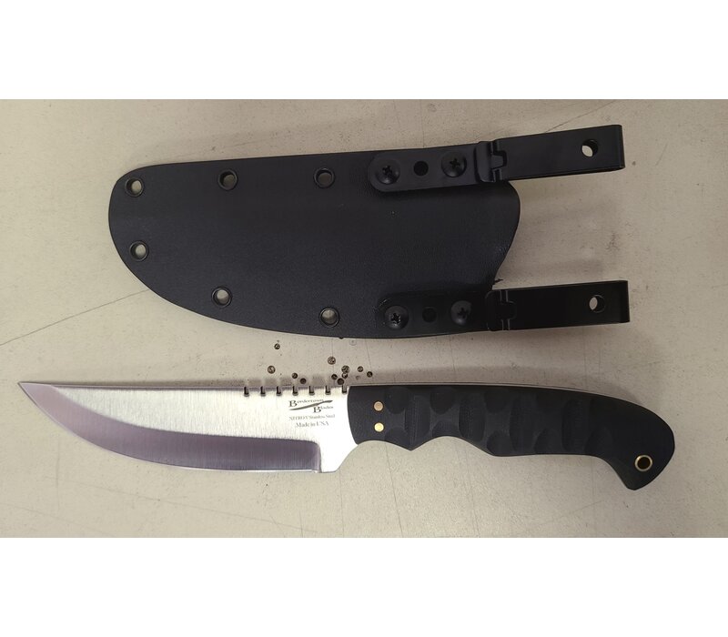 Bordertown Blades Camp Knife Fixed Blade, Black G10 Nitro V Steel