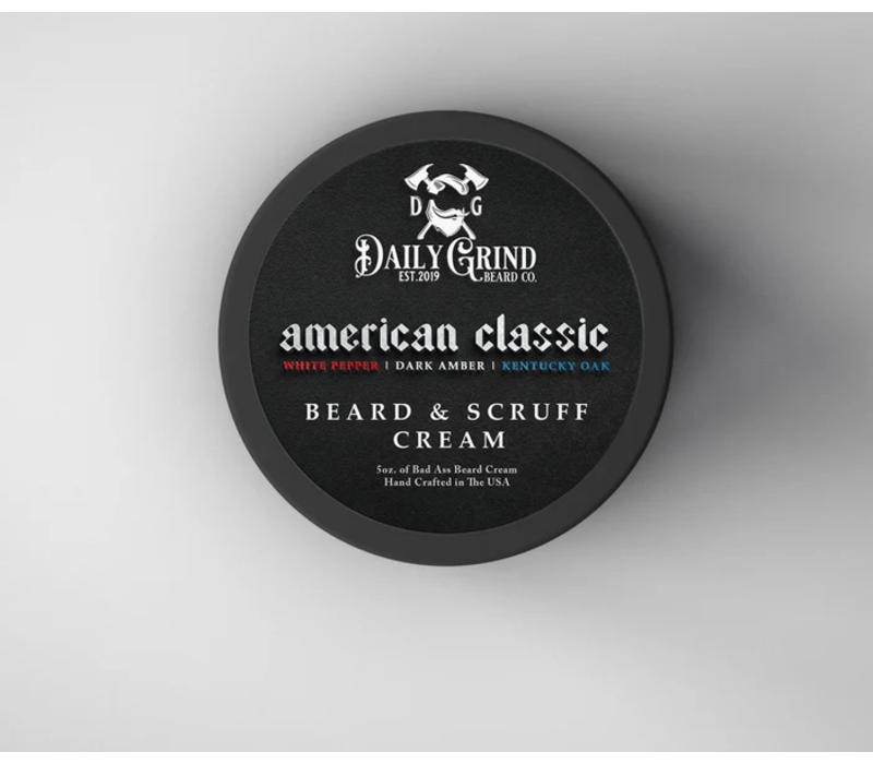 Daily Grind Beard & Scruff Cream American Classic  White Pepper, Dark Amber, Kentucky Oak