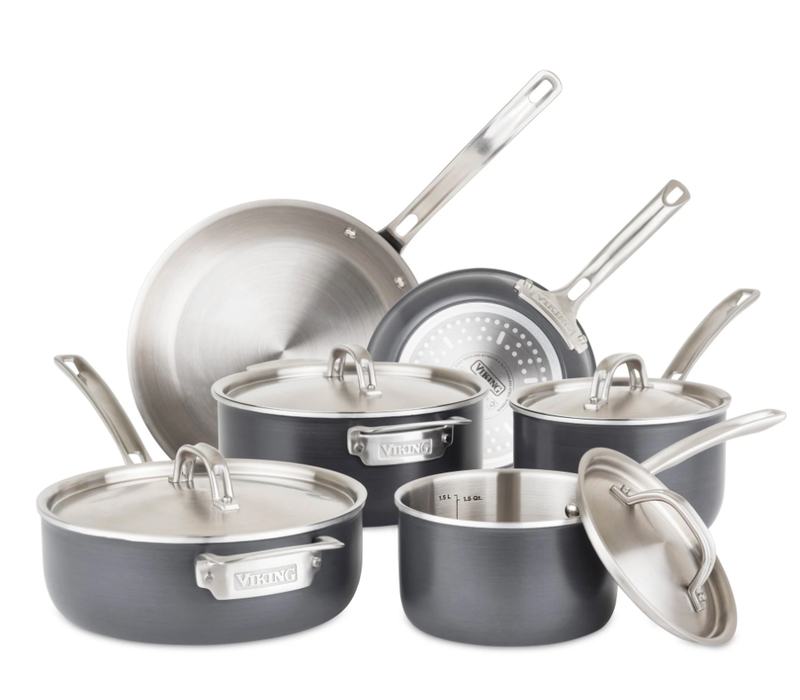 Viking, Cookware Set 5ply Hard Anodized 10 piece set with Stainless interior