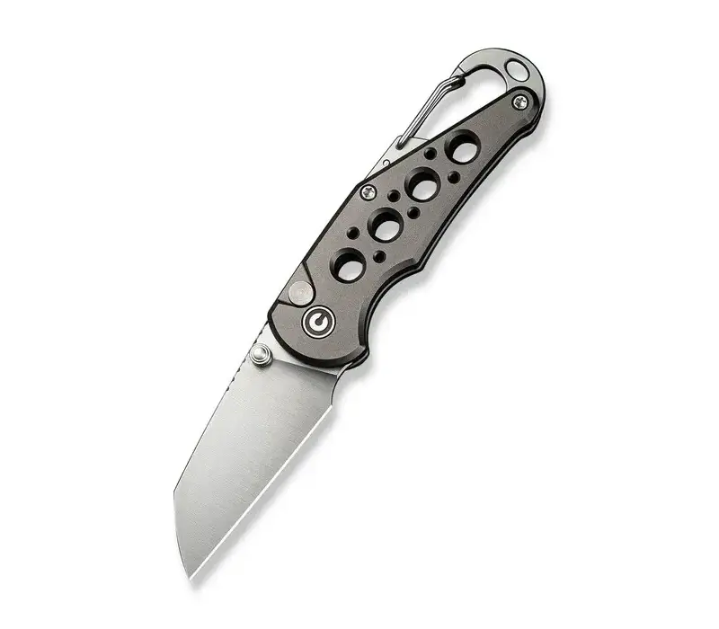 Civivi Pragma, with aluminum handle and Carabiner/Bottle Opener.  Also Nitro-V stainless blade.