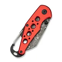 Civivi Pragma, Red Aluminum Handle with Carabiner & Bottle Opener, Damascus Steel