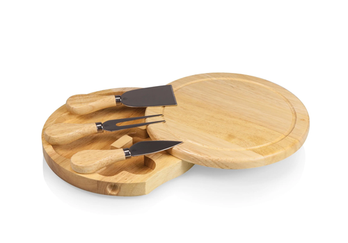 Picnic Time 878-00-505-000-0--Picnic Time, Toscana, Brie Cheese Cutting Board & Tools Set, Rubberwood