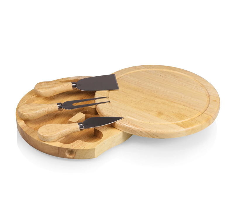 878-00-505-000-0--Picnic Time, Toscana, Brie Cheese Cutting Board & Tools Set, Rubberwood