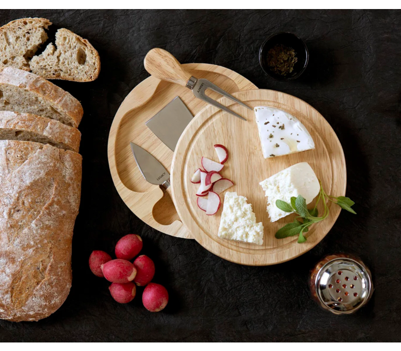878-00-505-000-0--Picnic Time, Toscana, Brie Cheese Cutting Board & Tools Set, Rubberwood