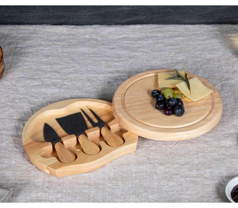 878-00-505-000-0--Picnic Time, Toscana, Brie Cheese Cutting Board & Tools Set, Rubberwood