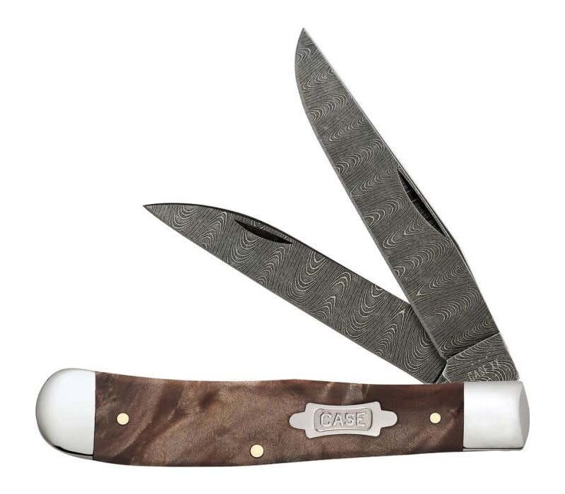 Case Cutlery Trapper Damascus Steel, Maple handles
