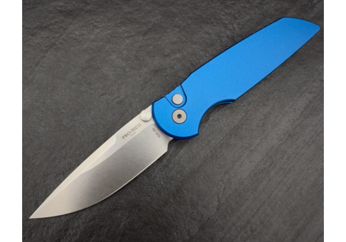 Pro-Tech Knives, LLC Pro-Tech, TR-3 INTEGRITY Thumb Stud Manual Solid blue handle, stonewash S35vn