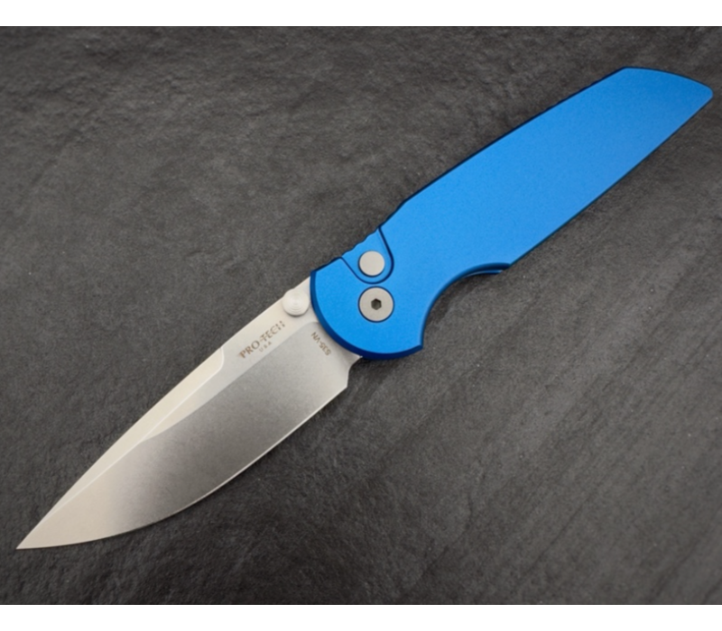 Pro-Tech, TR-3 INTEGRITY Thumb Stud Manual Solid blue handle, stonewash S35vn