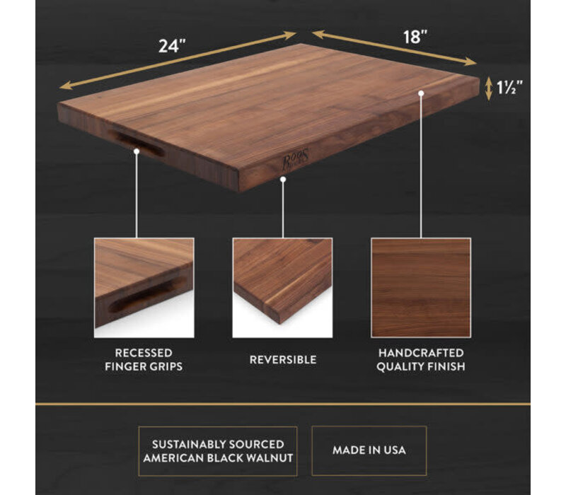 John Boos Walnut Edge Grain Reversible Cutting Board 24"x18"x1-1/2"