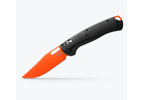 Benchmade Benchmade, Tagged Out Orange CPM Magnacut, Carbon Fiber