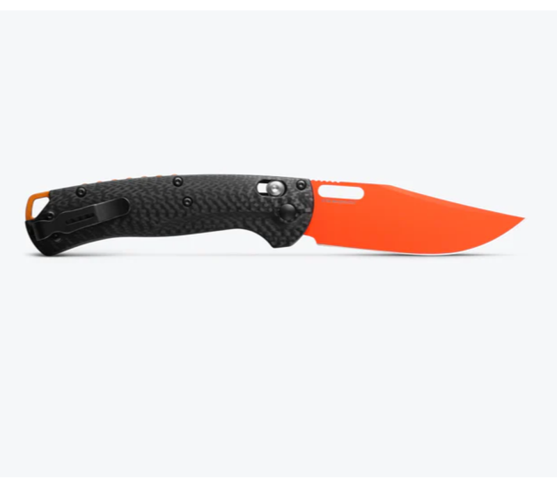 Benchmade, Tagged Out Orange CPM Magnacut, Carbon Fiber