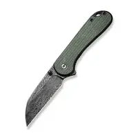 Civivi Elementum Green Canvas Micarta, Damascus Steel