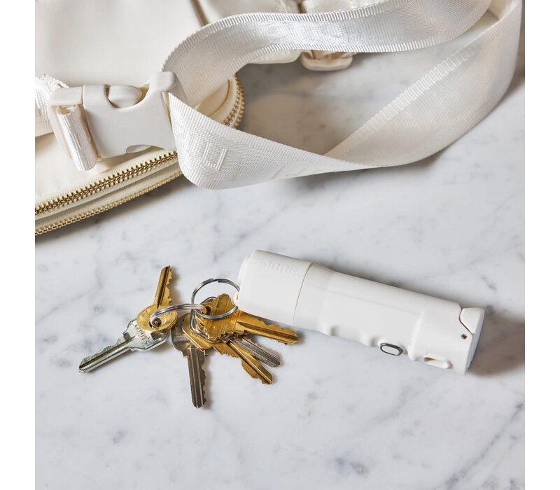 Sabre, 2-in-1 Flip Top Spray & Personal Alarm, Cream