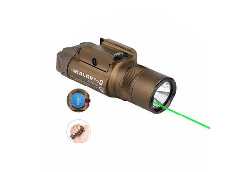 Olight Olight, Baldr Pro R Rechargeable Tactical Light with Green Laser, Tan