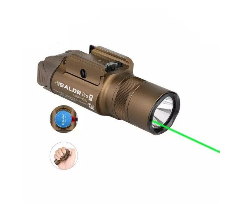 Olight, Baldr Pro R Rechargeable Tactical Light with Green Laser, Tan