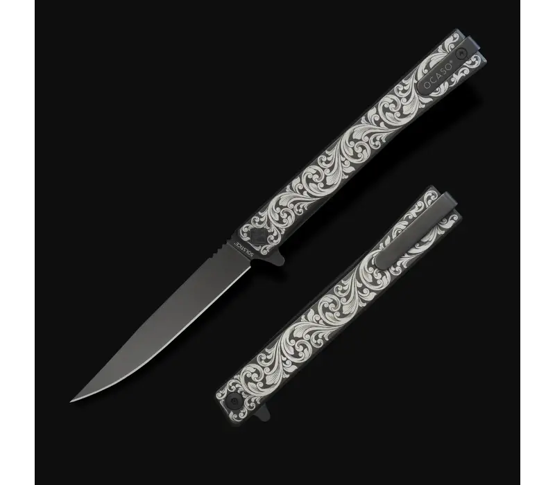 Ocaso Solstice, Engraved Titanium, CPM-S35VN Steel