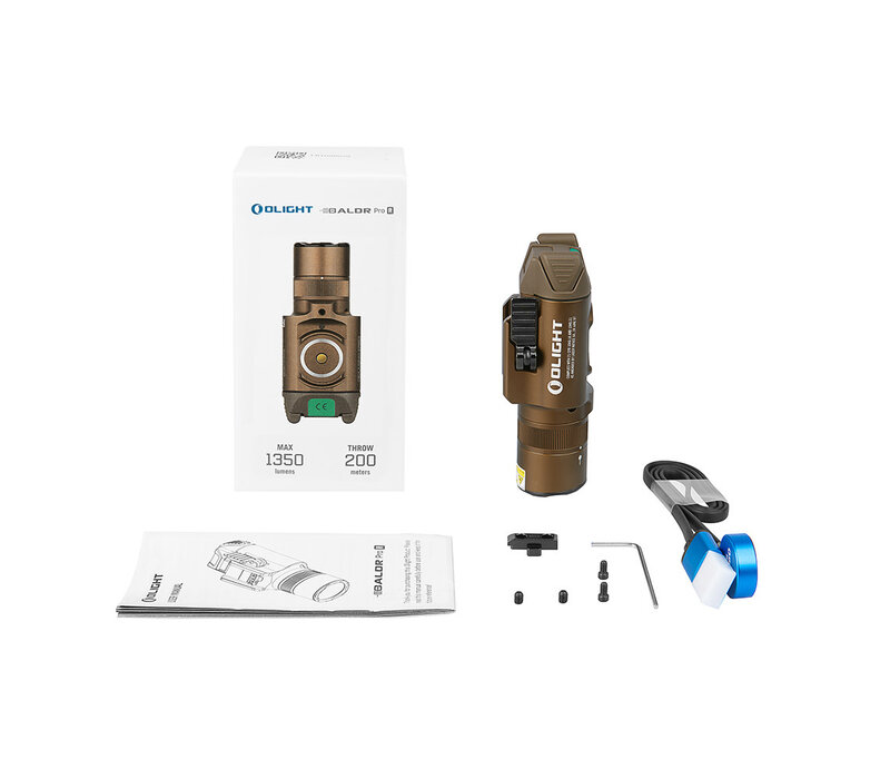 Olight, Baldr Pro R Rechargeable Tactical Light with Green Laser, Tan