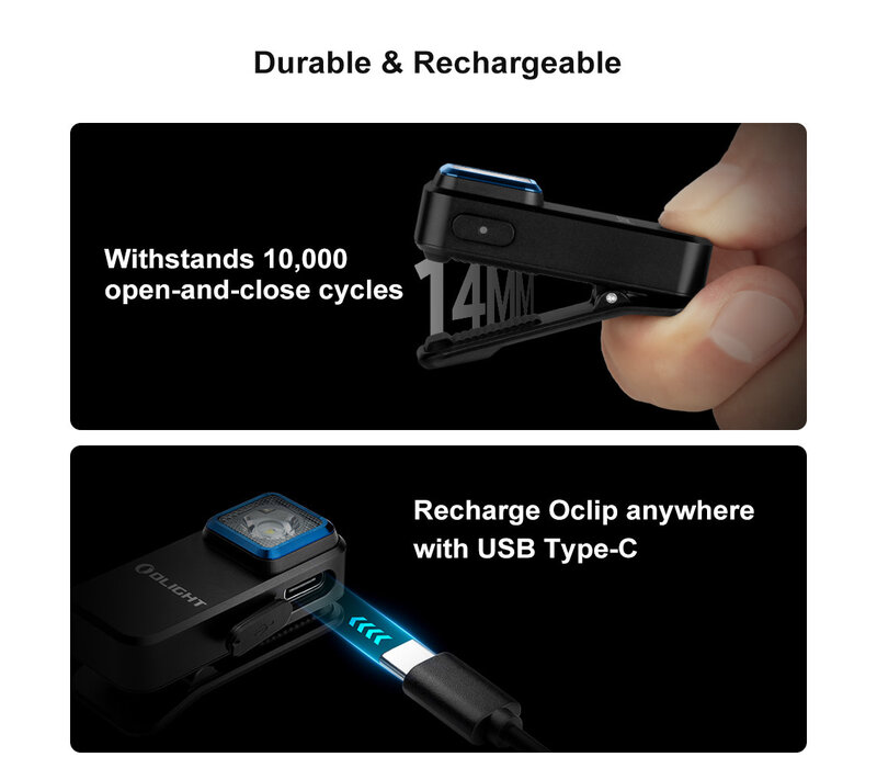 Olight, Oclip Clip White & Red Light, Black