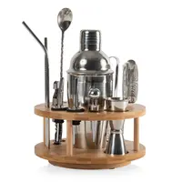 Picnic Time, Lazy Susan Bar Tool Set (Bamboo & Stainless Steel)