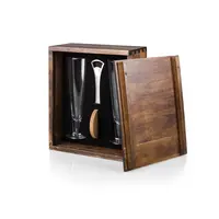 Picnic Time, Legacy, Pilsner Beer Glass Gift Set, Acacia Wood